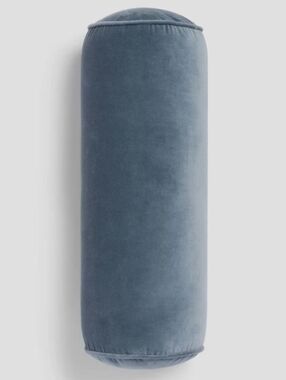 Threshold NWT Luxe Round Velvet Bolster Pillow In Slate Blue 8"x22"